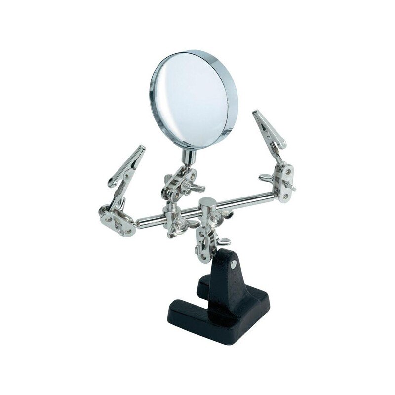 Lupa cu suport metalic si clestisori pentru obiecte mici sau circuite, rotatie 360 de grade, Negru Argintiu, AXT-BBL3561